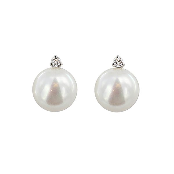 14K White Gold & Diamond 10-11mm Fresh Water White Pearl Earrings EF33712-A