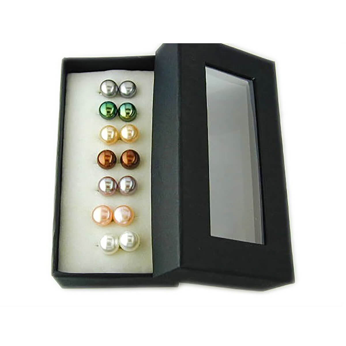 EF55261M-3 Silver 8-9mm Fresh Water MultiColor Pearl Stud Earrings EF55261M