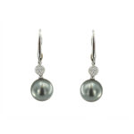 14K White Gold & Diamond 9.5-10mm Tahitian Pearl Earrings ET35635-A