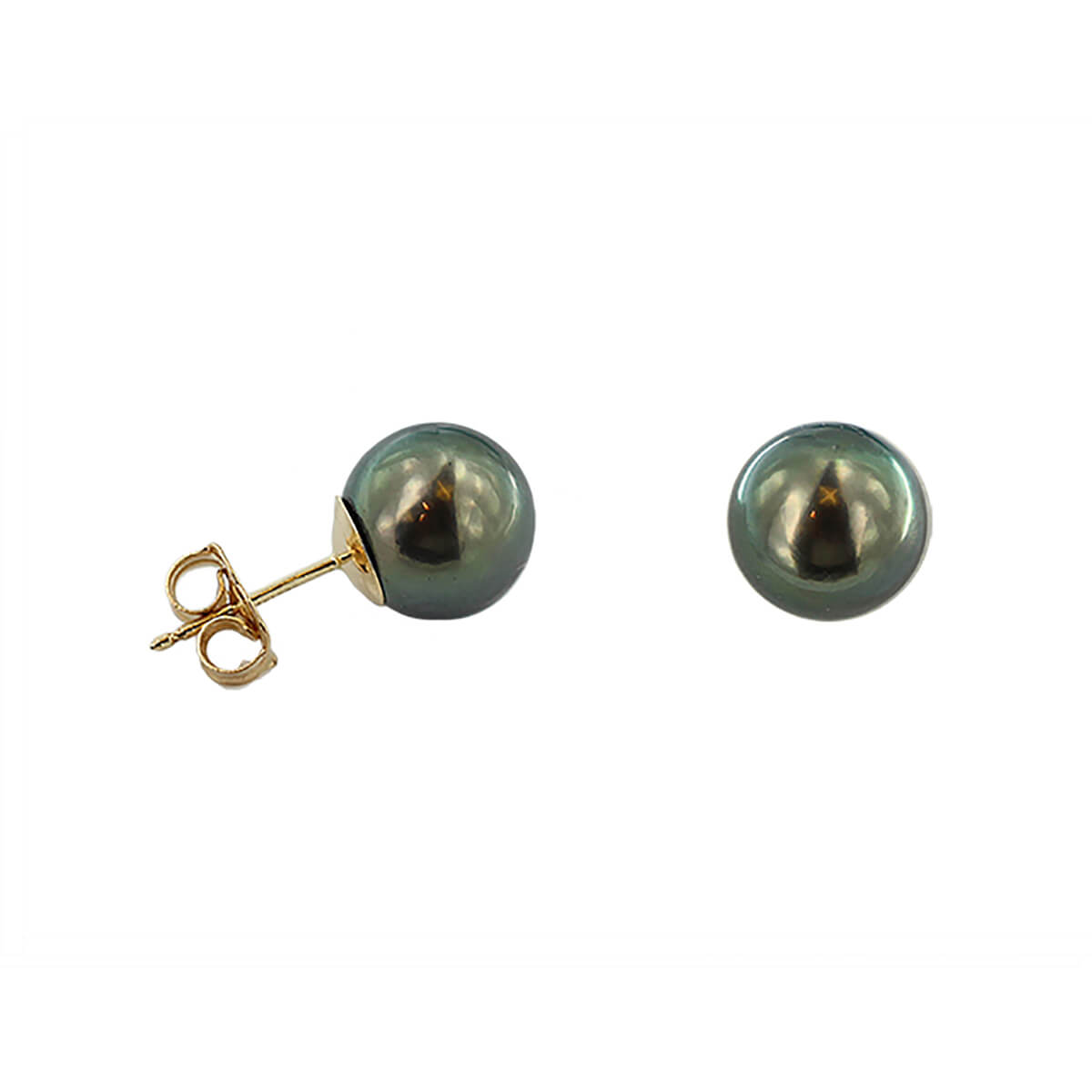 14K Yellow Gold 8-9mm Tahitian Pearl Stud Earrings ETSS487L