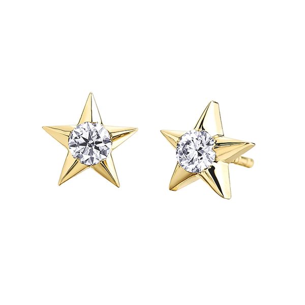 Maple Leaf Diamonds 10K Yellow Gold Diamond 0.12ct Round Brilliant-Cut Earrings EE4255/12-10