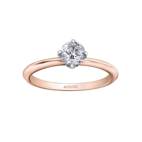 Maple Leaf Diamonds 18K Rose & White Gold Diamond Round cut Solitaire Engagement Ring R10050RW