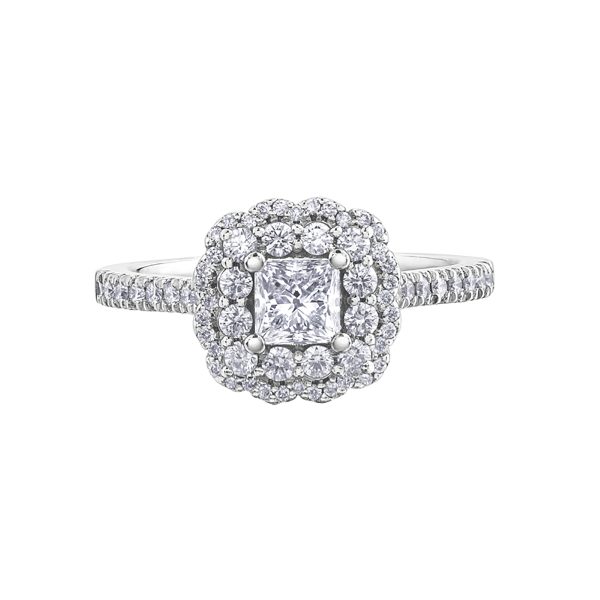 Maple Leaf Diamonds 18K White Gold Diamond Princess Cut Engagement Ring R30880WG/100-18