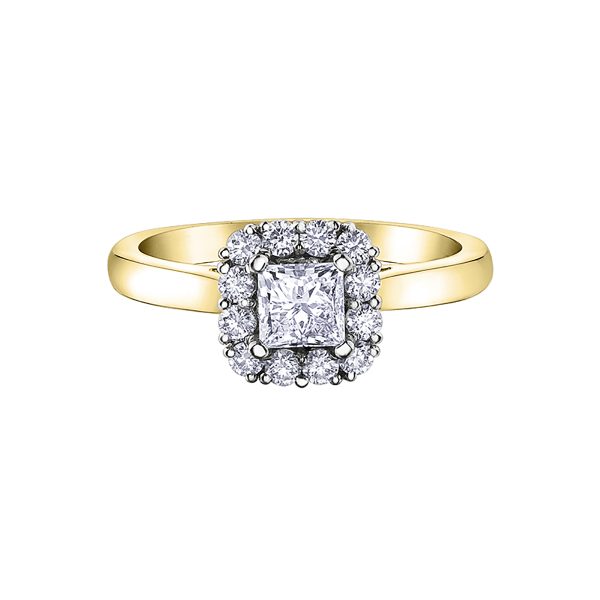 Maple Leaf Diamonds 18K White & Yellow Gold Diamond Princess Cut Engagement Ring R31054YW/85-18