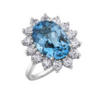 Maple Leaf Diamonds 14K White Gold Blue Topaz & Diamond Round Brilliant-Cut Ring R51B94WG 2